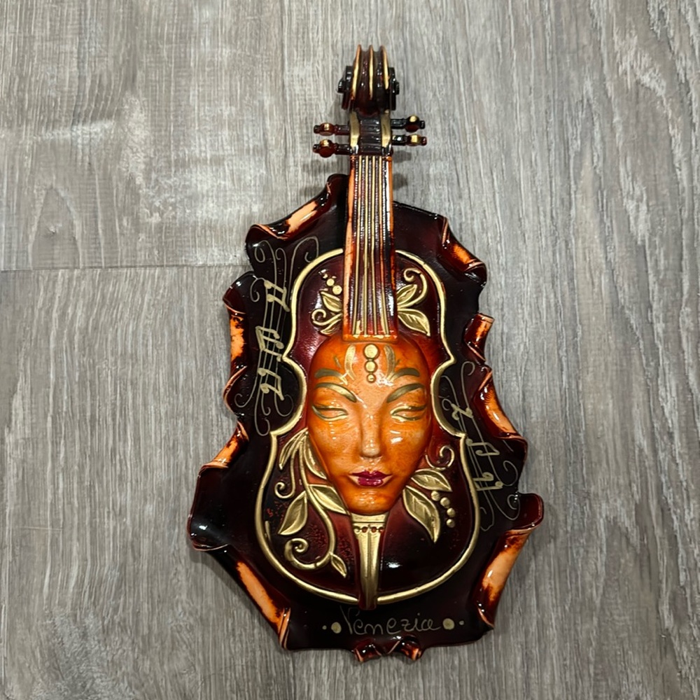 Venetian violin mask wall art unique decoration handmade in Venice Italy